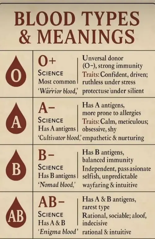 Blood types and explanations